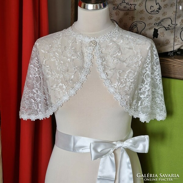 Wedding bol119 - elegant white lace bolero, cape