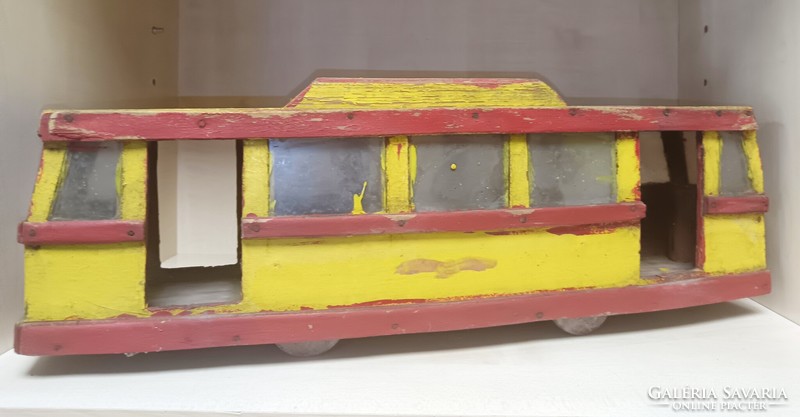 Retro toy wooden tram