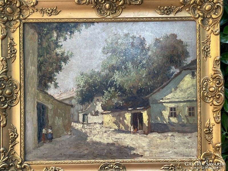 GUZSIK ÖDÖN:ÓBUDAI UTCA RÉSZLET 52x62cm!!