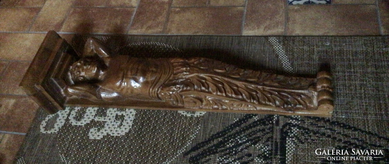 65 cm carved wooden statue or flower holder, wall decoration, pedestal