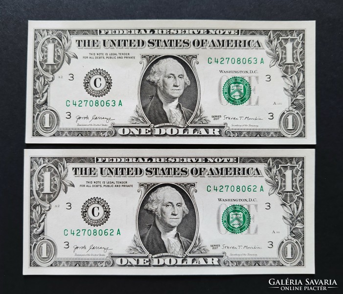 USA 2 x 1 Dollár 2017, "C" Pennsylvania, 3. sorozat, UNC sorszámkövetők