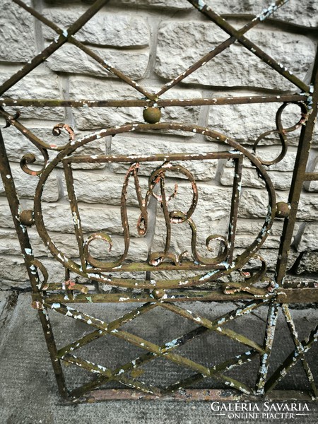 Antique wrought iron small gate fence element in collection 1842. And mr. Monogram. (Spark arrestor, garden gate