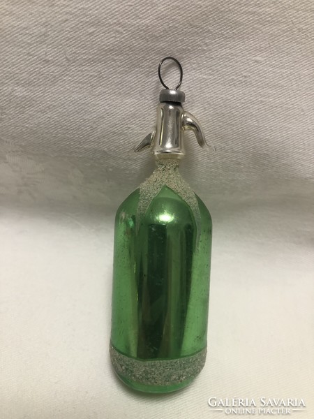 Antique, old Christmas tree decoration, special green soda bottle