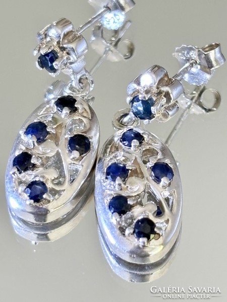 Álomszép ezüst fülbevaló pár, valódi-természetes Zafír kövekkel