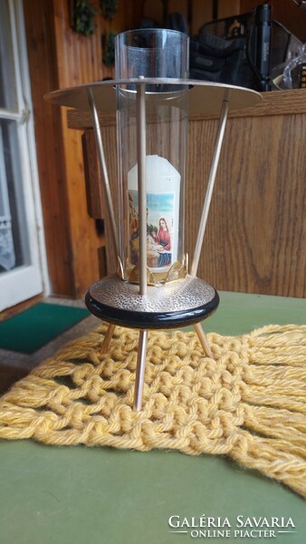 Asztali gyertyatartó retró  hatvanas évekbeli DDR gyertyatartó gyertyával