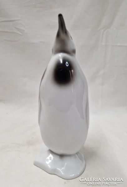 Hollóházi nagyméretű kézzel festett porcelán pingvin figura hibátlan állapotban 21 cm