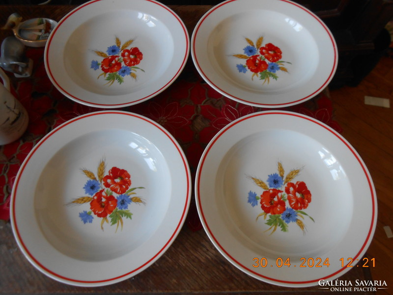 Zsolnay deep plate with poppy pattern