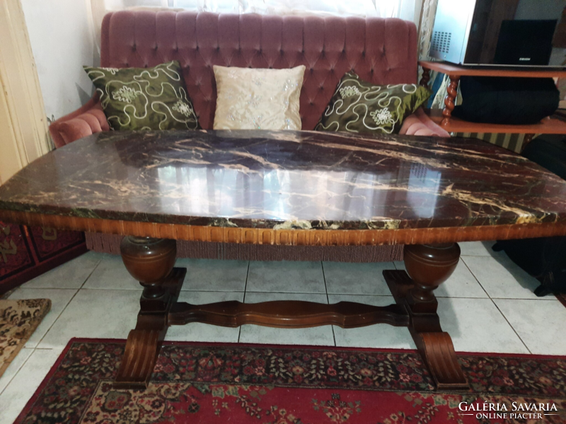 Antik, régi nagyméretű, márvány dohányzó asztal