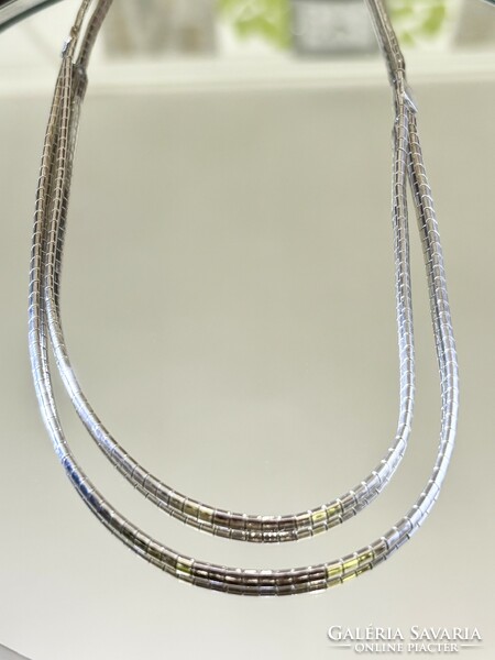 Fabulous, double row, antique silver necklace
