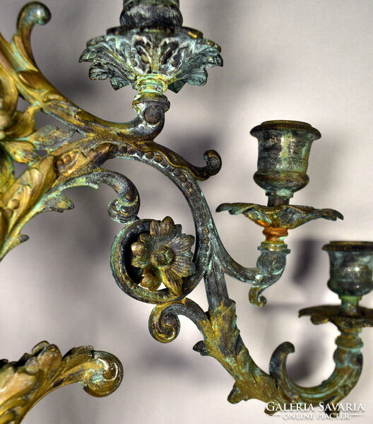 Huge antique bronze menorah richly decorated historical piece !!!