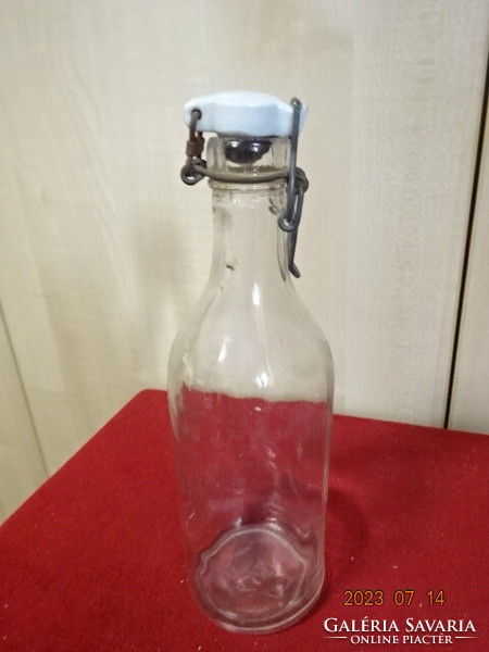 Antique white glass buckle bottle, 0.5 liter. Jokai.