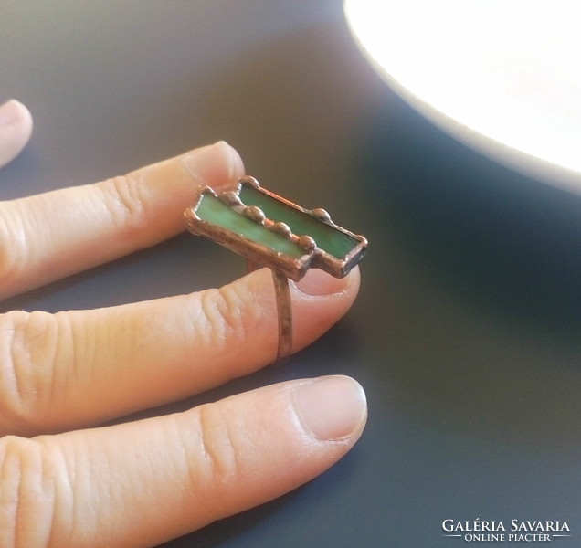 Handmade glass jewelry, green ring