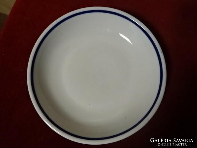 Zsolnay porcelain deep plate, blue striped, diameter 20.5 cm. Jokai.