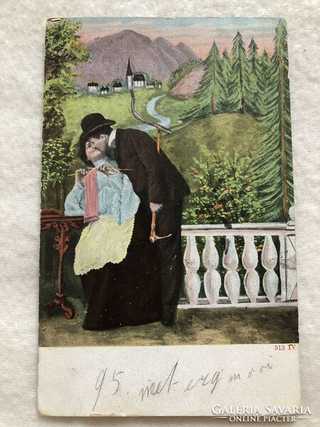 Antik, régi hosszúcímzéses romantikus  képeslap                                       -10.
