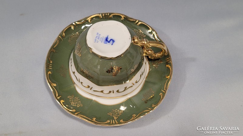 Rare colored Zsolnay porcelain pompadour mocha, coffee cup + 1 placemat