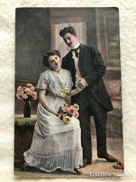 Antik, régi romantikus  képeslap                                     -10.