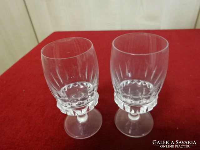 Two polished glass liqueur glasses with a base. Jokai.