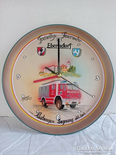 Unique fire engine ceramic wall clock
