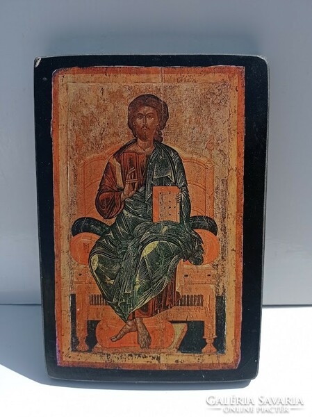 Marked Russian icon on wooden board 2.