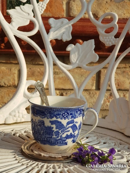 Blue scene cup with oriental pattern