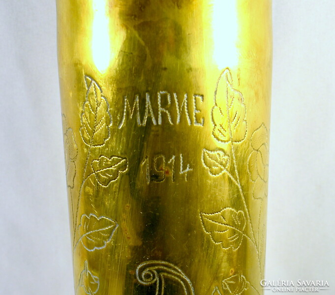 Marne 1914 ( historical battle ) copper cannon gun sleeve front work : vase