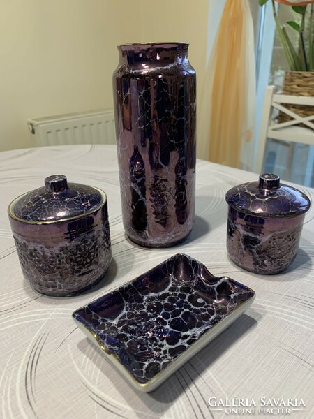 Höllóházi purple chandelier glazed set, flawless rarity