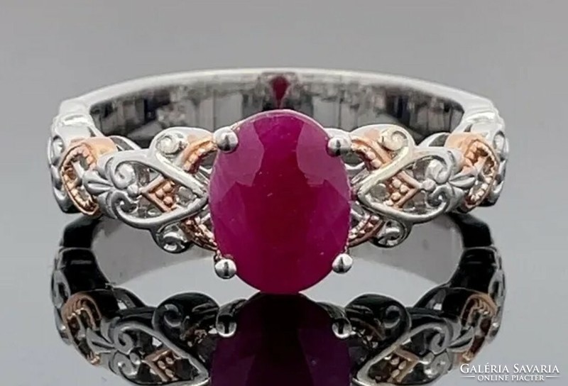 Mesés rubin drágaköves    ezüst /925/ gyűrű 59 méret !--új