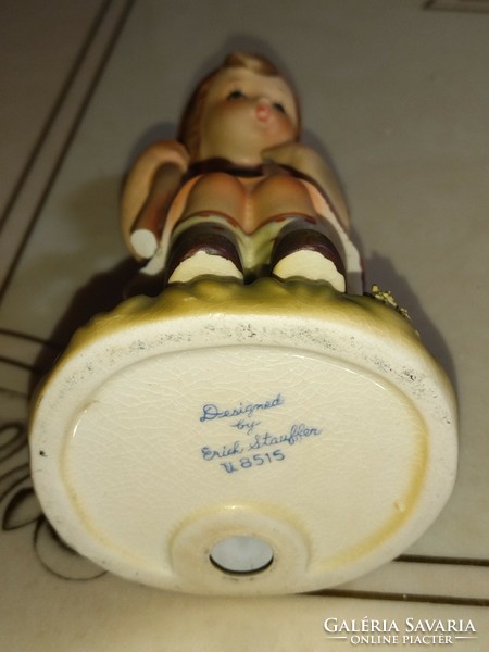 Beautiful goebel hummel girl on the stump from the 50s and 60s