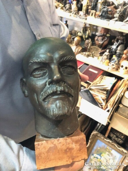 Bronze Lenin bust of Sándor Mikus, signed, 24 cm.
