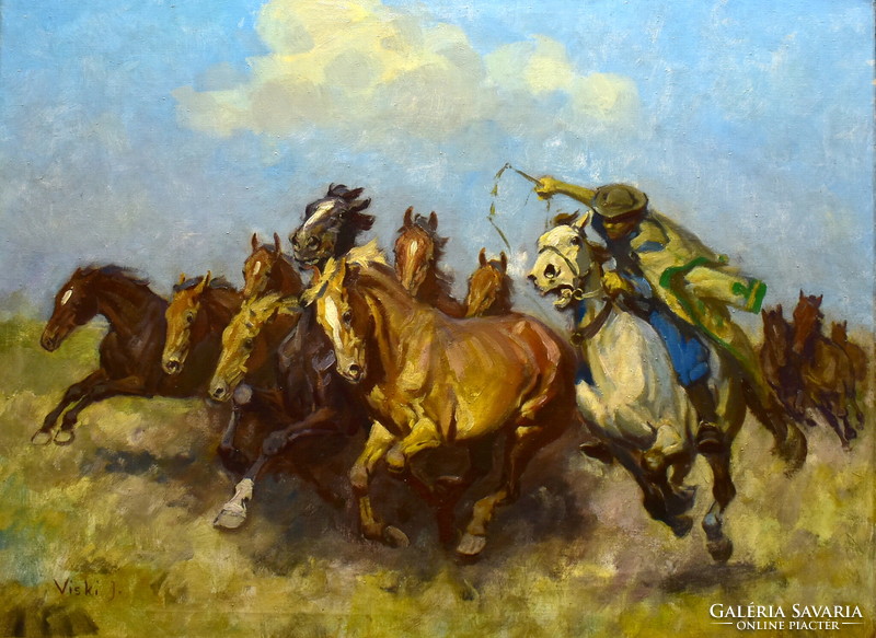 János Viski (1891 - 1987) galloping stallion