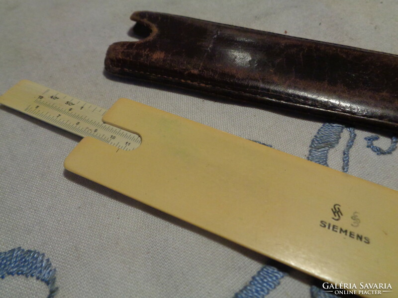 Pocket log bar, short, with leather case, made by Siemens, from the 60s