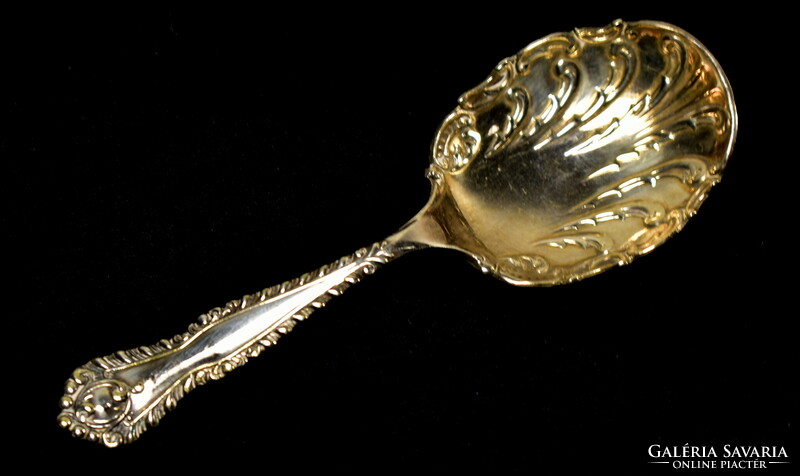 Decorative antique silver-plated jam spoon