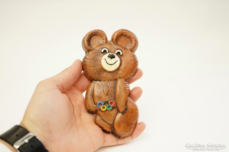 Retro Russian Olympic mass teddy bear / teddy bear figurine / retro old / ceramic wall decoration