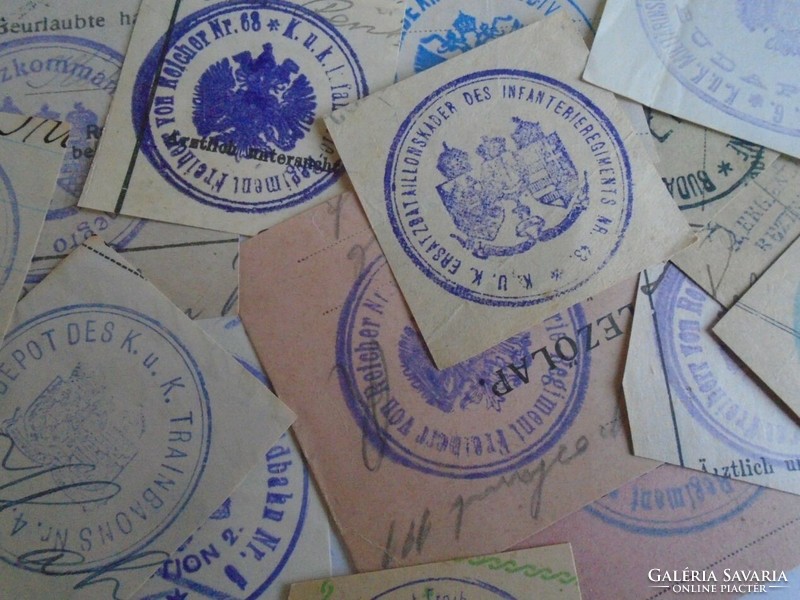 D202524 K.u.K. bélyegzések - bélyegző-lenyomatok 15  db. kb 1900-1918  Tábori Posta -Katonai iratok