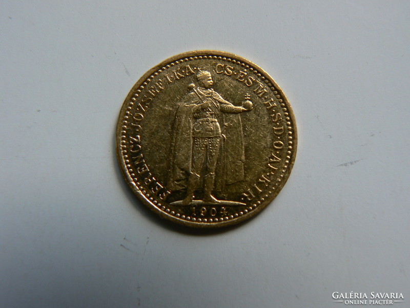 Gold 10 crowns 1904 c.B. (Körmöczbánya) coin (3.38g, 0.900) original!