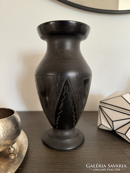 Korondi black ceramic vase