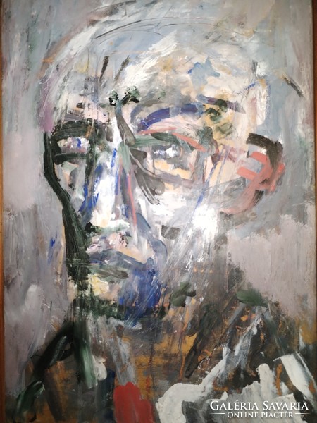 Thuróczy Zoltán (1935-),Férfi portré, nagyméretű olajfestmény, Műcsarnok címkével
