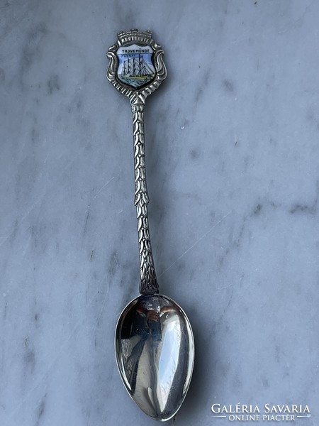 Silver spoon decorated with fire enamel
