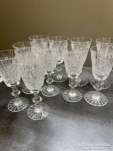 10 brandy crystal glasses