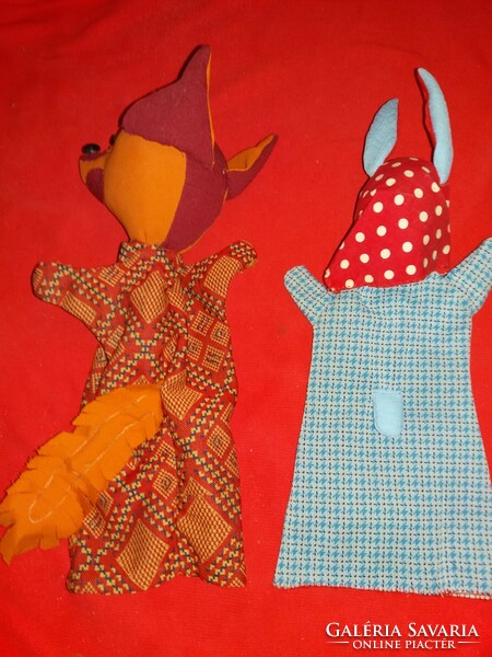 Pair of antique glove puppets from the Futrinka street cult fairy tale in one, as shown in the pictures