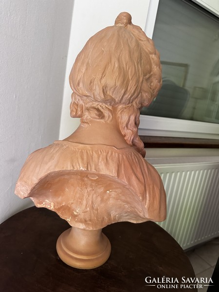 Claude-françois attire antique plaster bust with terracotta surface