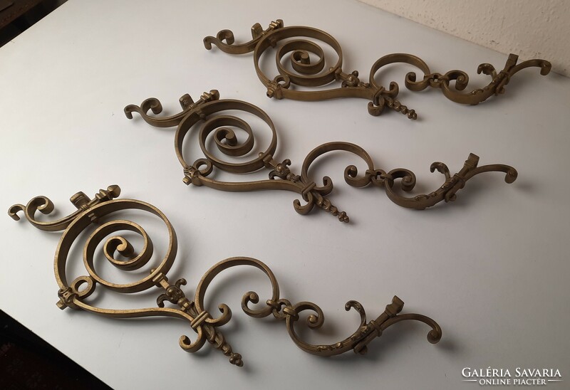3 antique bronze chandelier arms