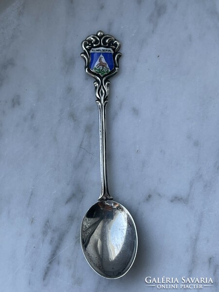 Silver spoon decorated with fire enamel