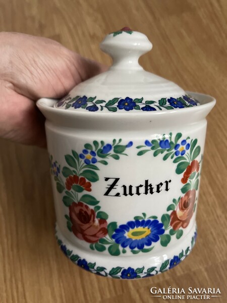 Antik  Német kézzel festett porcelán fűszertartó, cukortartó.