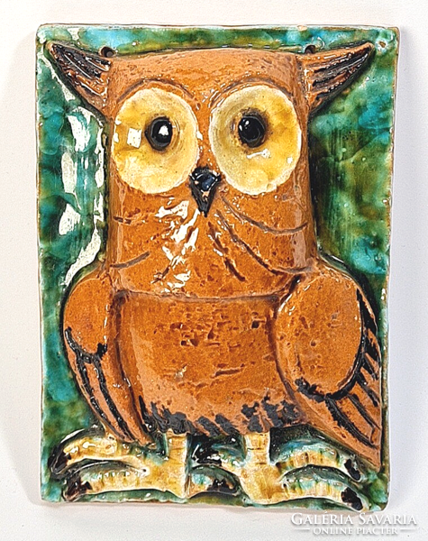 Retro industrial art ceramic owl wall decoration