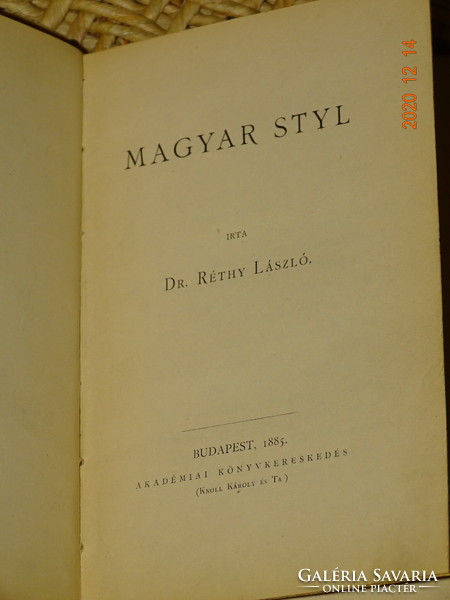 Dr. László Réthy: Hungarian styl 1885