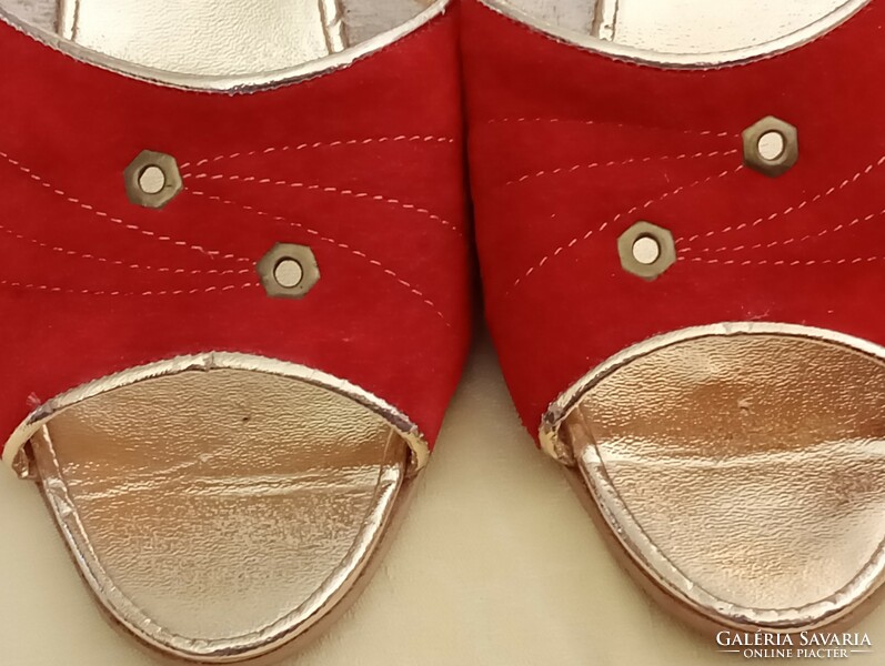 Slippers red women's -38 retro Körösvédié shoe cooperative Békéscsaba
