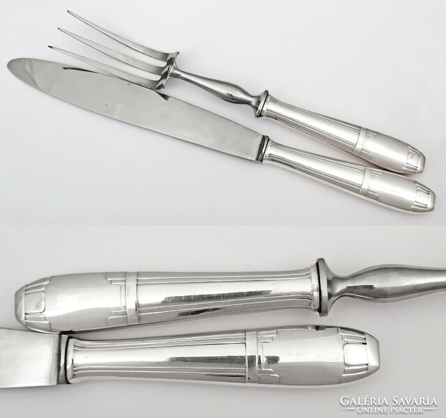 Set of two French silver-plated meat cleavers - art deco