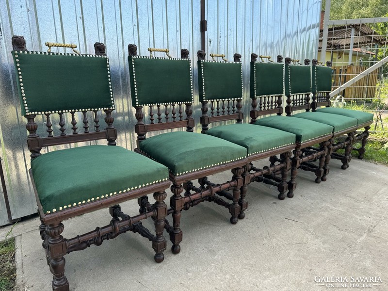 6 Antique Neo-Renaissance style upholstered armchairs