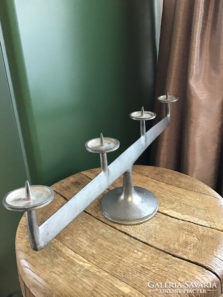 Old modern style large pewter candle holder